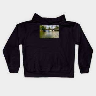 A Blue Narrowboat at Wallingford Bridge Kids Hoodie